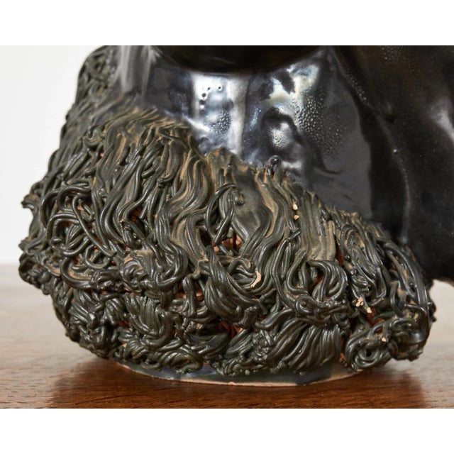 Ceramic Pair of Neoclassical Style Jade Rams Head Pottery Sculptures For Sale - Image 7 of 13