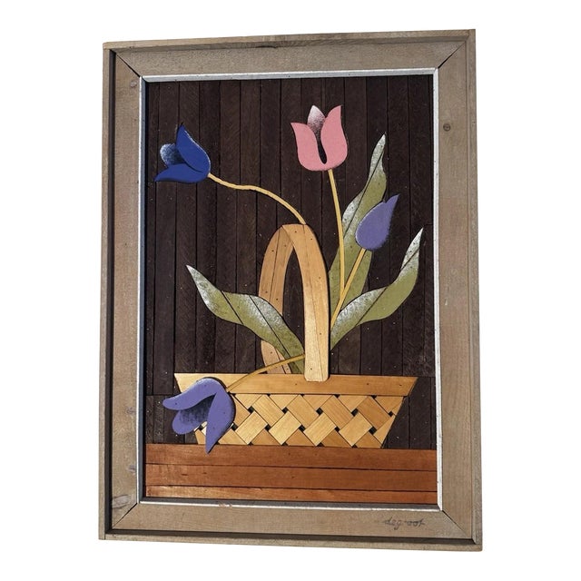 1970s Theodore Degroot Wood Lathe Art Flower Floral - The Tulip Basket For Sale