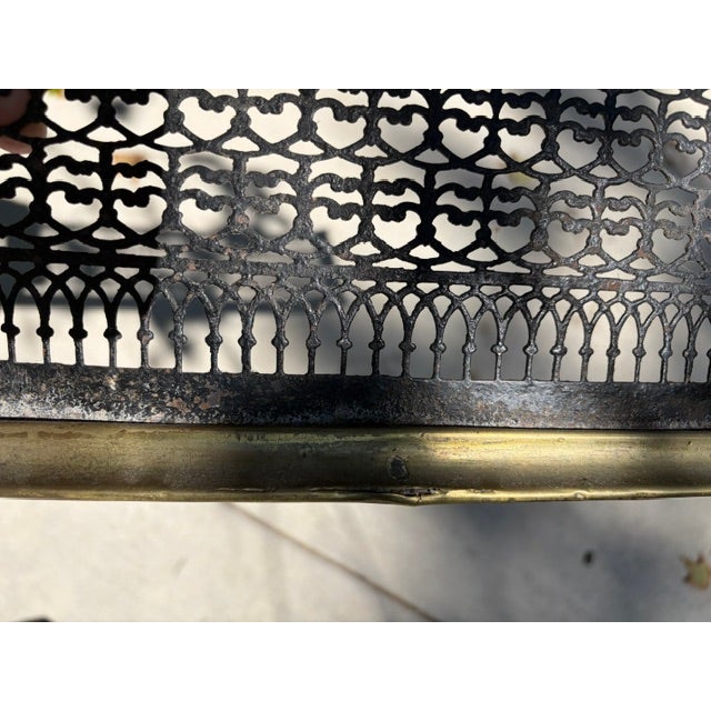 Mid 19th Century Antique English Brass Fireplace Fender For Sale - Image 5 of 5
