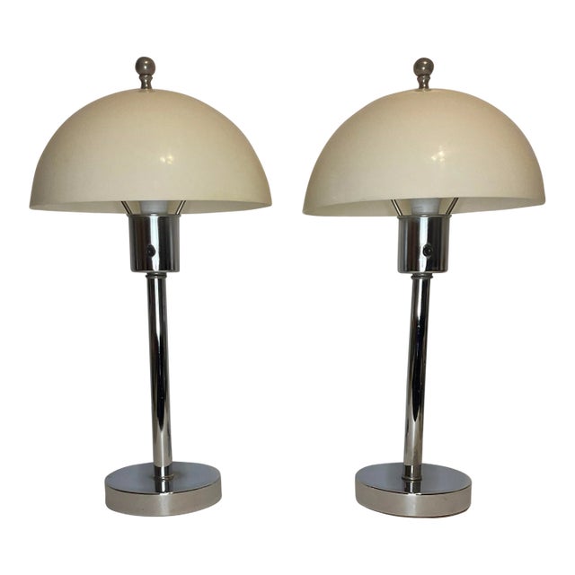 Italian Vintage 1960’s Space Age Chrome Lamps a Pair For Sale