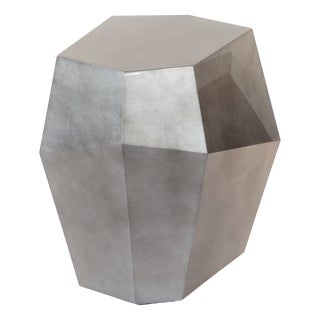 Three Rocks High Side Table in Aged Silver Leaf from Insidherland For Sale