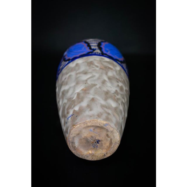 Art Deco Glazed Stoneware Vase with Butterfly Decor by Louis Dage, France, 1930s For Sale - Image 11 of 14