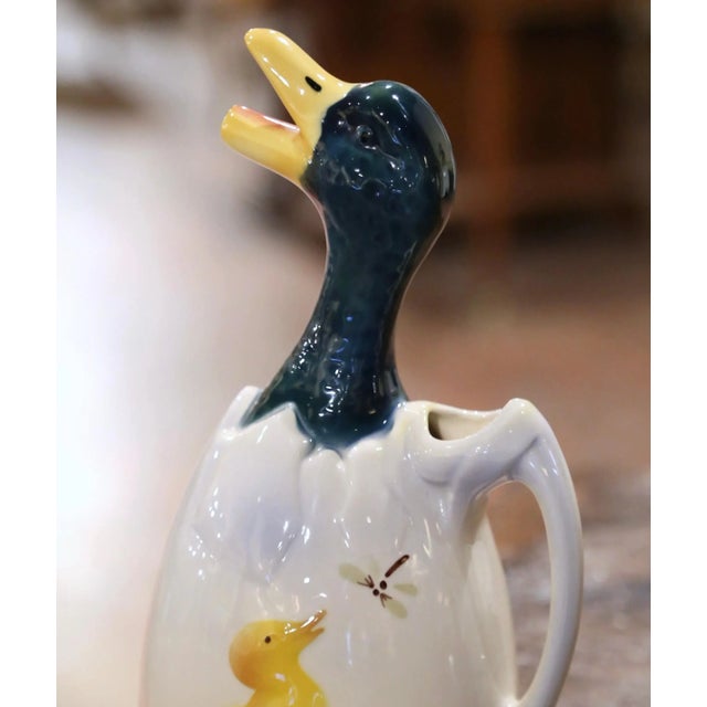 French 19th Century French Saint-Clément Majolica Duck Pitcher For Sale - Image 3 of 13