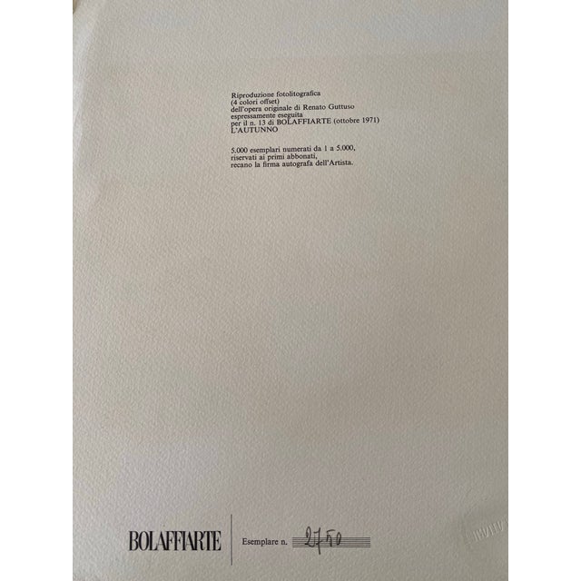 Renato Guttuso, Signed 1970’s Lithograph Print, Contemporary For Sale In New York - Image 6 of 6