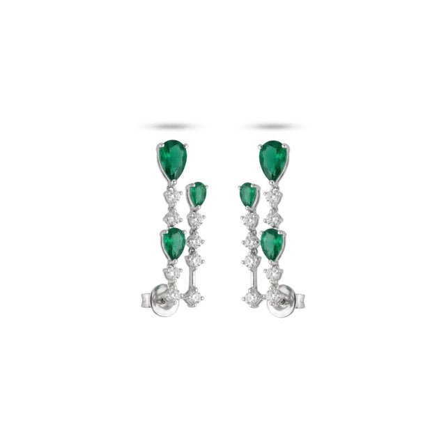 18k Gold Diamond 0.30ct Emerald Stud Earrings, New Creation For Sale In New York - Image 6 of 8