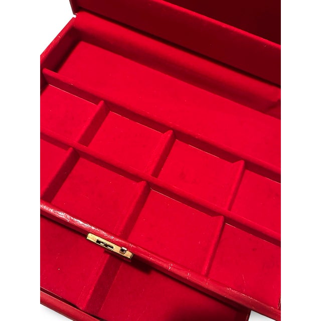Red Buxton Vintage Crocodile Print Jewelry Box For Sale - Image 4 of 5