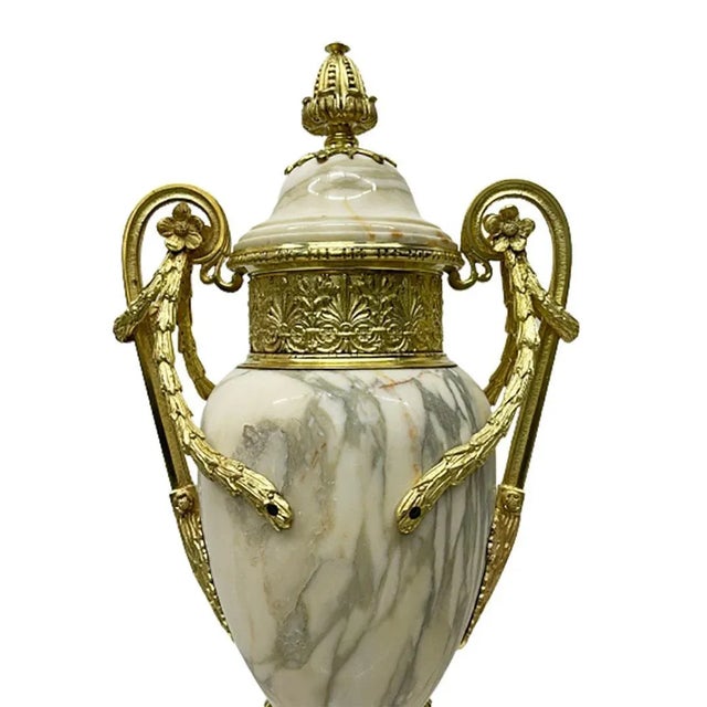 Antique French Vases in Marble with Ormolu, Set of 2 For Sale - Image 6 of 8
