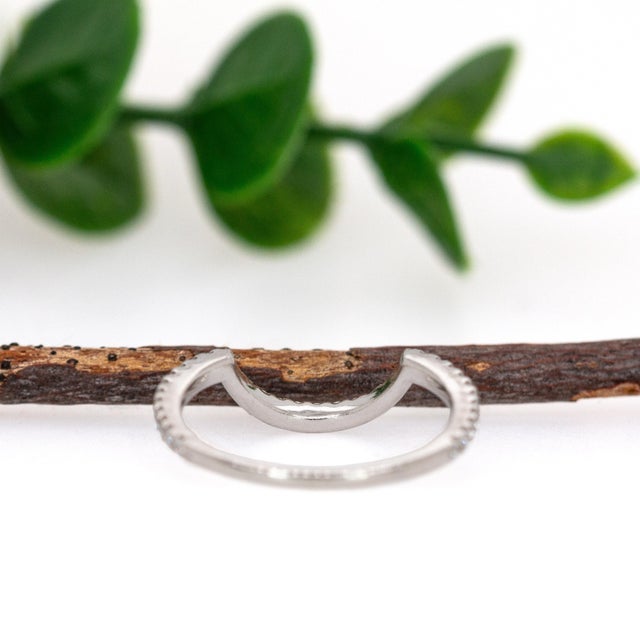 Gorgeous Natural Diamond Band in 14k Solid White Gold | Stackable Band, Size 6.75 For Sale In Columbus - Image 6 of 7