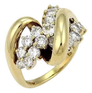 Jose Hess Diamond 18k Yellow Gold Cocktail Curved Loop Ring - Size 6.5