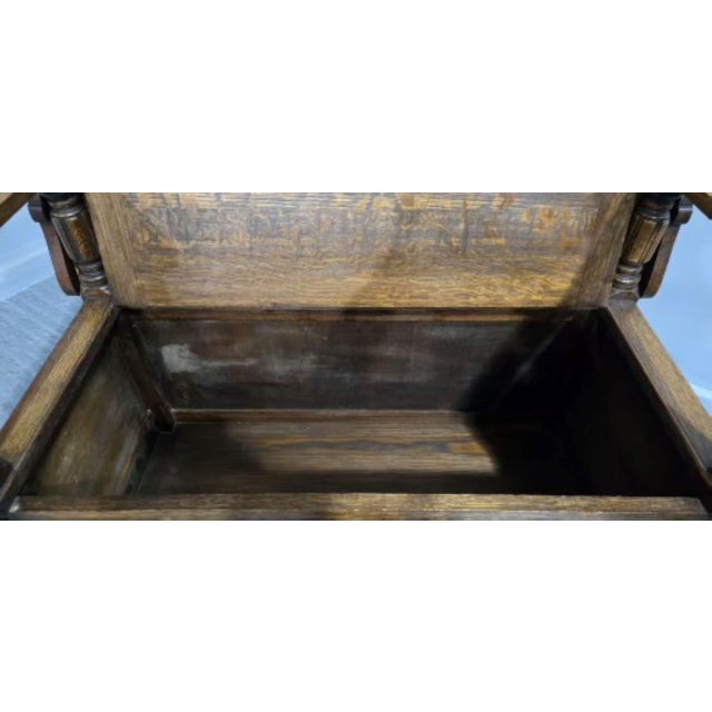 Vintage Oak Monks Bench, 1920 For Sale - Image 9 of 13
