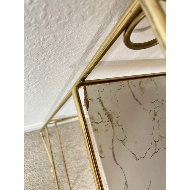 Mid 20th Century Hollywood Regency Mid Century Pearl-Wick Brass Bathroom Toiletry Stand With Marbleized Shelving For Sale - Image 5 of 13