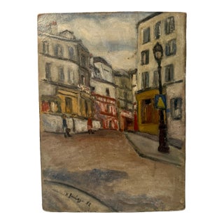French, Mid-20th Century, Parisian Street Scene, Montmartre For Sale