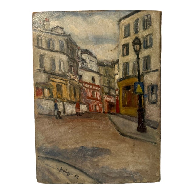French, Mid-20th Century, Parisian Street Scene, Montmartre For Sale