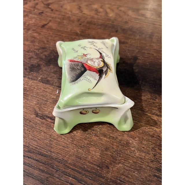 English Antique Royal Bayreuth Porcelain Charles Noke Jester Box For Sale - Image 3 of 4