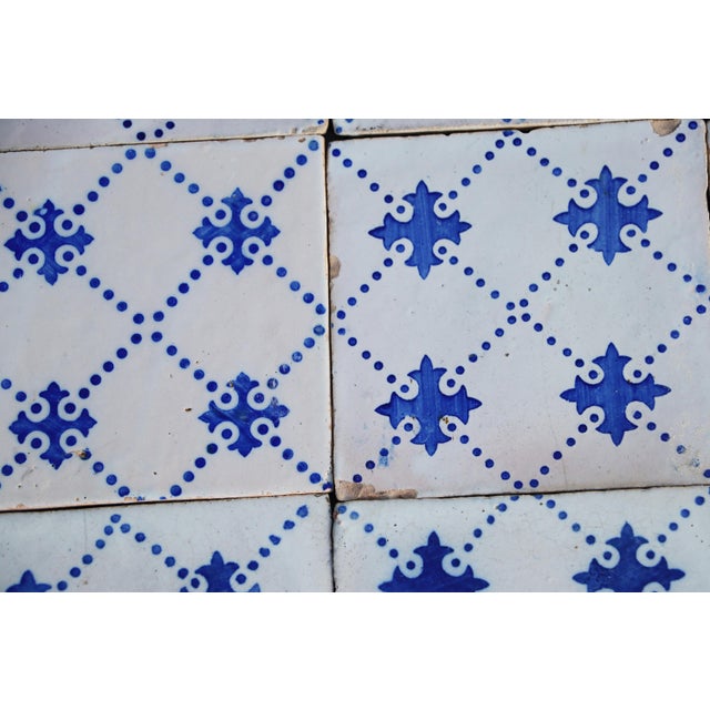 Antique 19th Century Portuguese Blue Cross Lattice Tiles, Set of 19 For Sale - Image 11 of 12