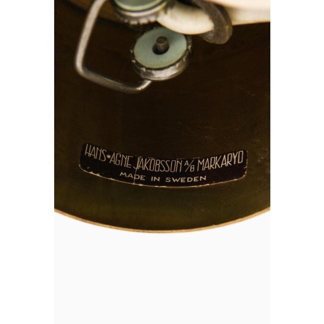 Metal Pendant Lamp in Brass and Silk by Hans-Agne Jakobsson, 1960s For Sale - Image 7 of 8