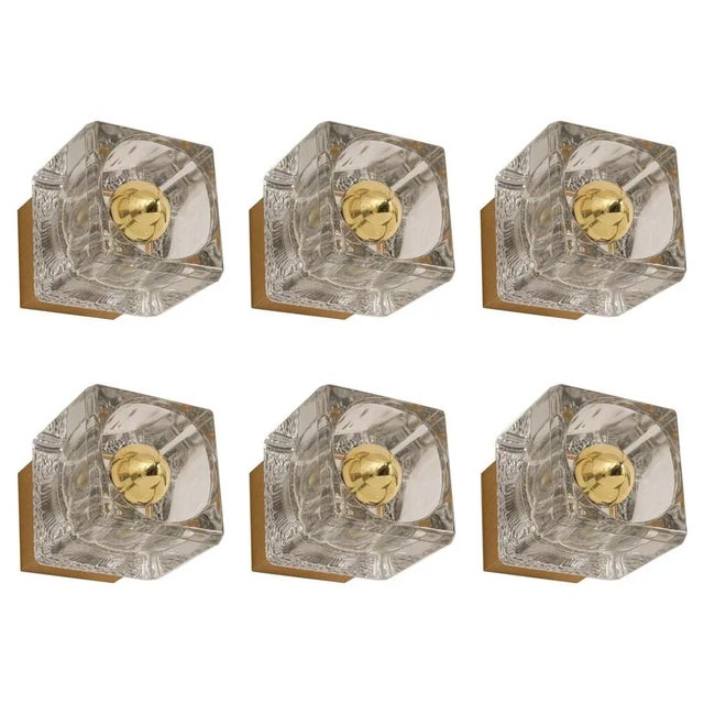 Petite Crystal Glass Brass Wall Sconces by Peill & Putzler, Germany For Sale - Image 9 of 9