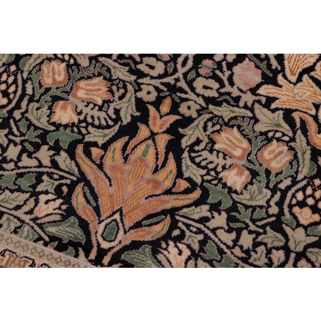 Art Nouveau 1990's Pak-Persian Black/Gold Wool Rug - 8'1'' X 9'9'' For Sale - Image 4 of 9
