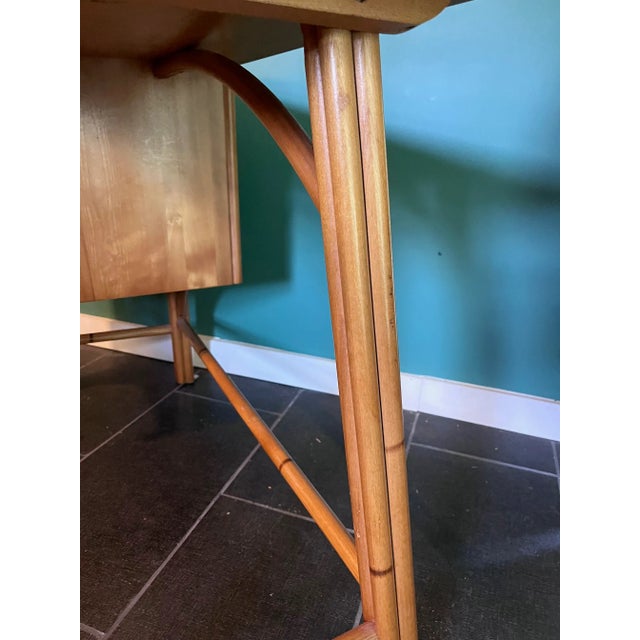 Ash & Bamboo Writing Desk by Heywood Wakefield Ashcraft For Sale In Saint Louis - Image 6 of 10