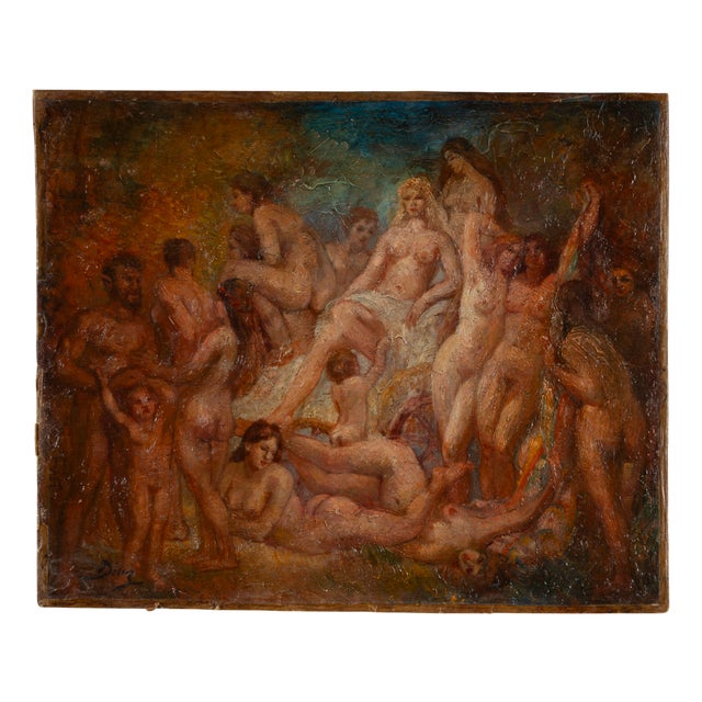 Diaz, Study of Nude Figures, Oil on Panel For Sale