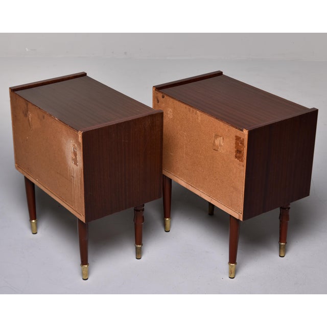 Wood Mid-Century Walnut Nightstands With Brass Inlay -Pair For Sale - Image 7 of 11