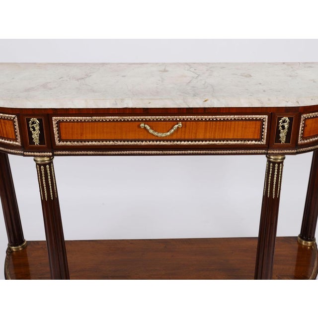 Antique 19th Century French Ormolu Mounted Carrara Marble Top Console Tables, Set of 2 For Sale - Image 6 of 18
