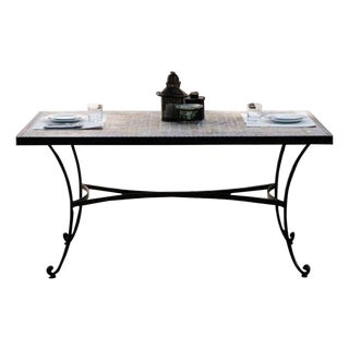 Patio, Garden, Kitchen or Dining Room Table in Wrought Iron. Indoor & Outdoor For Sale