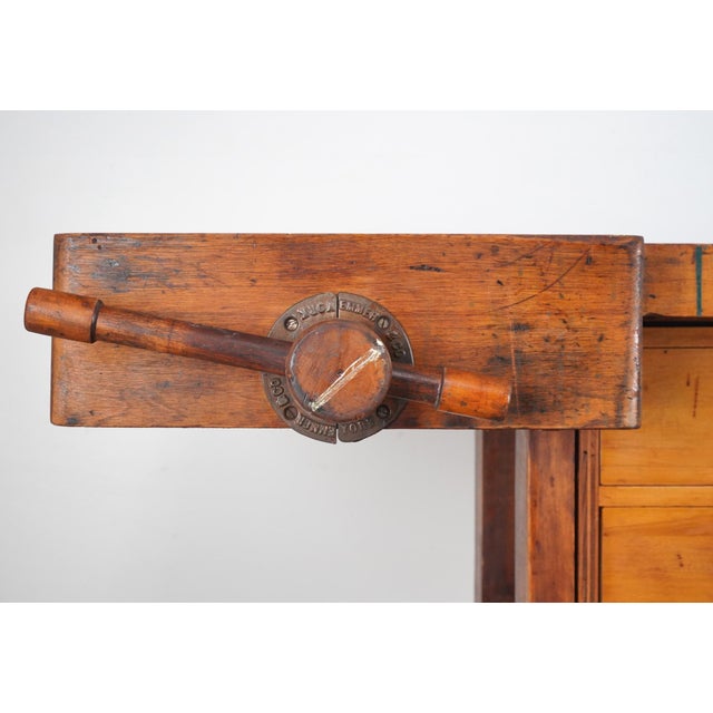 Vintage Industrial Woodworkers Workbench For Sale In New York - Image 6 of 16