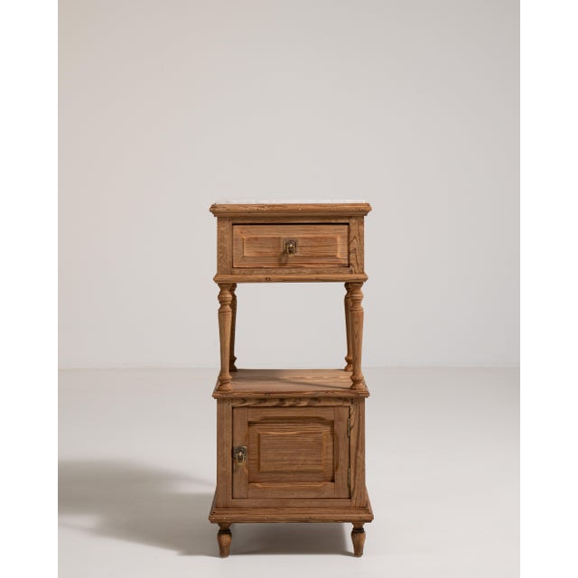 Oak Side Table with Marble Top, Antique, France, Early 20th Century For Sale - Image 4 of 14