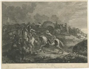 Leviez, Soldiers Attacking an Ottoman Convoy, 1778, Paper