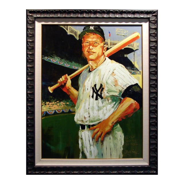 Malcolm Farley Mickey Mantle Triple Crown Signed Gallery Framed Art For Sale
