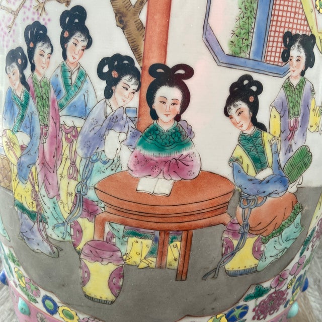 Qing to Republic Period Famille Rose Porcelain Garden Stool- 1880's For Sale - Image 4 of 9