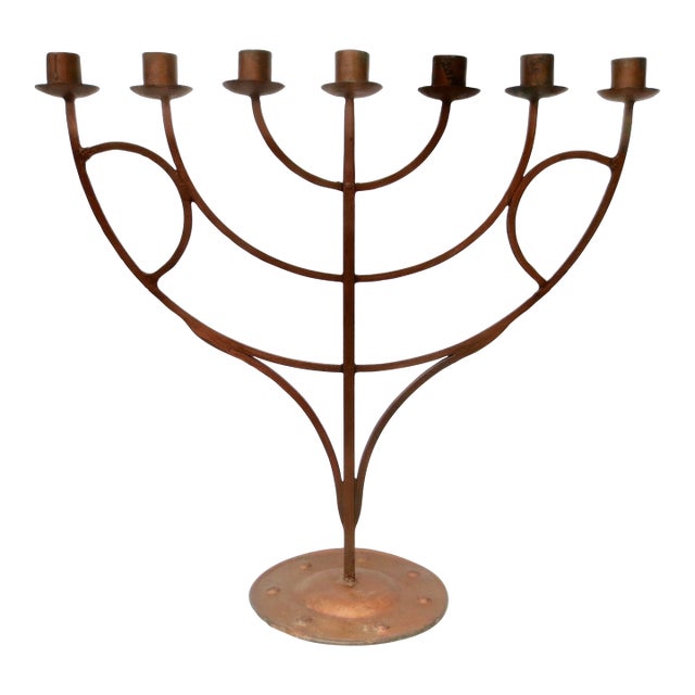 Large Arts and Crafts Iron Menorah For Sale