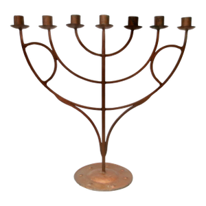 Large Arts and Crafts Iron Menorah