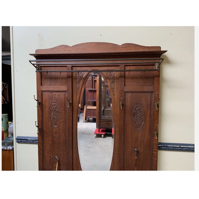 Brown Vintage Wardrobe with Storage Bench, 1930 For Sale - Image 8 of 11