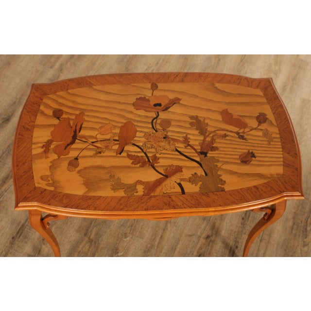 Art Nouveau Antique French Art Nouveau Marquetry Inlaid Table For Sale - Image 3 of 13