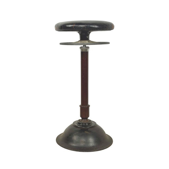 Metal 1930s Ritter Model C Adjustable Dental Operating Stool With Footrest For Sale - Image 7 of 18