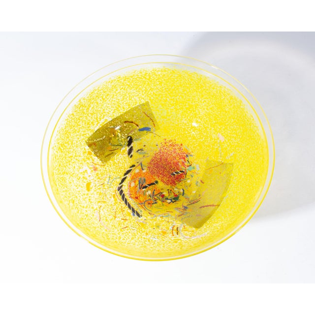 Glass Bertil Vallien Kosta Boda “Satellite” Yellow Glass Bowl For Sale - Image 7 of 8