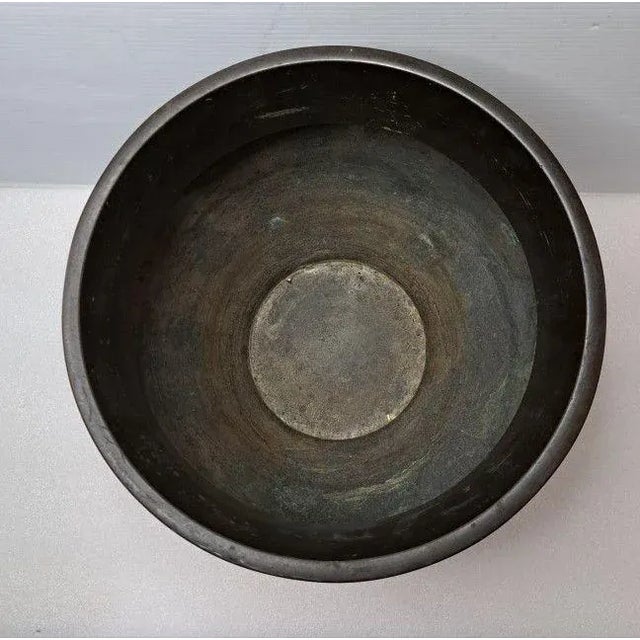 Early 20th Century Asian Bronze Pot Planter W/Embossed Floral & Geometric For Sale - Image 4 of 10