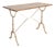 Antique French Wrought Iron Garden Bistro Table with Wooden Top, 1920s For Sale