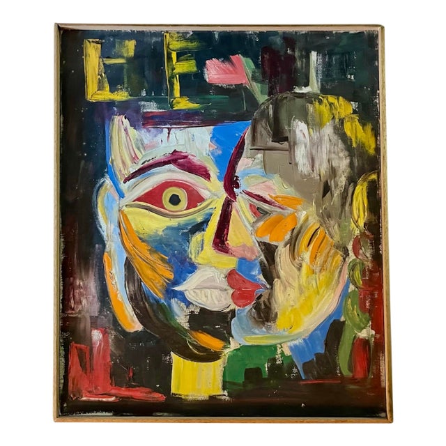 Original Mid-Century Modern Expressionist Oil Painting “Las Dos Vistas” by Don C. Kincaid For Sale