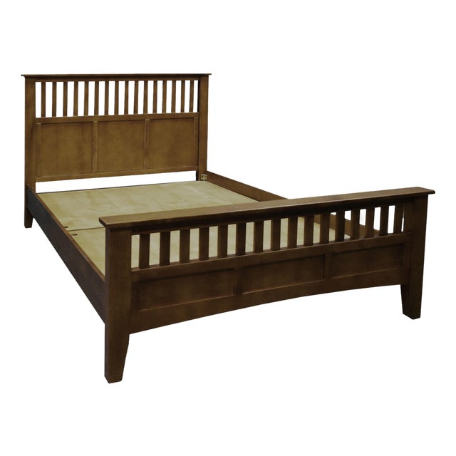 Mission Style Quarter Sawn Oak Bed With Slats - Walnut For Sale