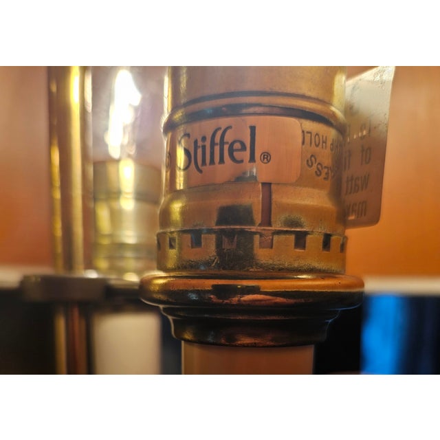 Late 20th Century Brass Stiffel Bouillotte 3 Candle Lamp For Sale - Image 9 of 10