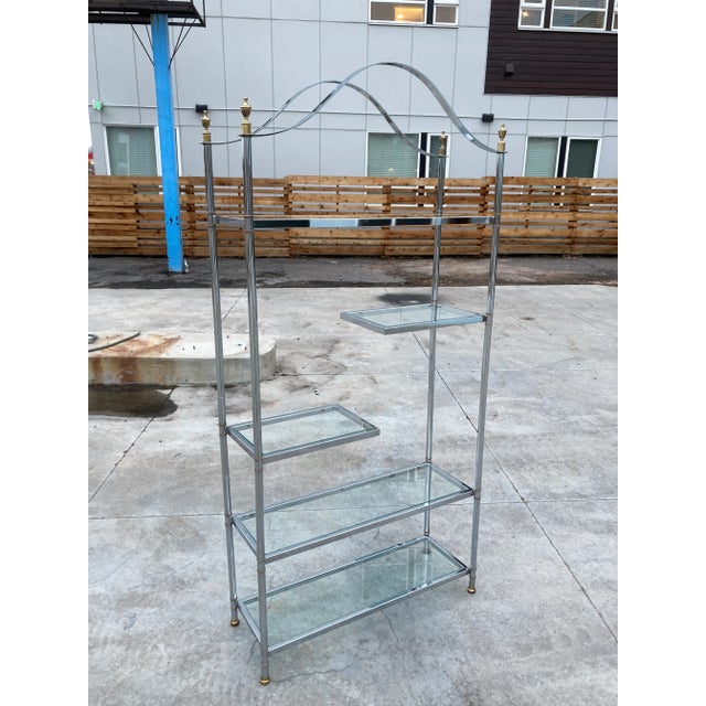 Metal Polished Steel Étagère in the Manner of Jansen For Sale - Image 7 of 13
