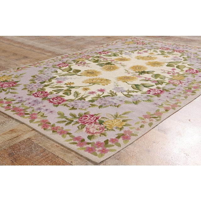 Beige Vintage Chinese Aubusson Needlepoint Rug, 04'00 X 06'01 For Sale - Image 8 of 10