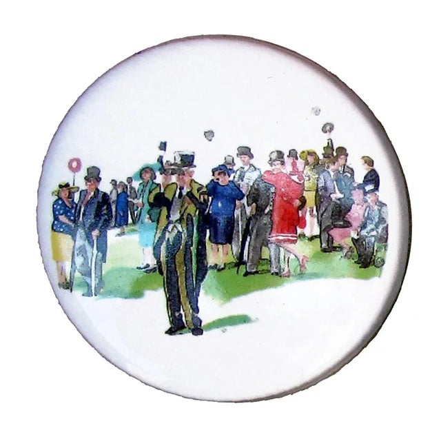 Delightful English Victorian style porcelain tins, each featuring a hand-painted scene from British life. -- the pots are...