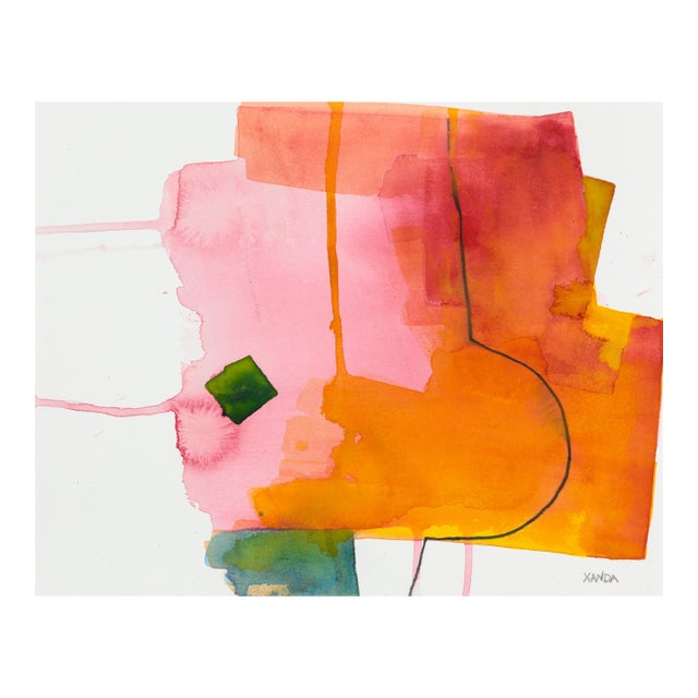 Contemporary Abstract Watercolor and Pencil on Paper "Embrace 14" by Xanda McCagg For Sale
