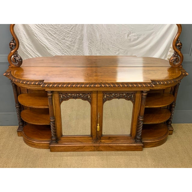 Large Victorian Burr Walnut Mirror with Chiffonier, 1855 For Sale - Image 6 of 18