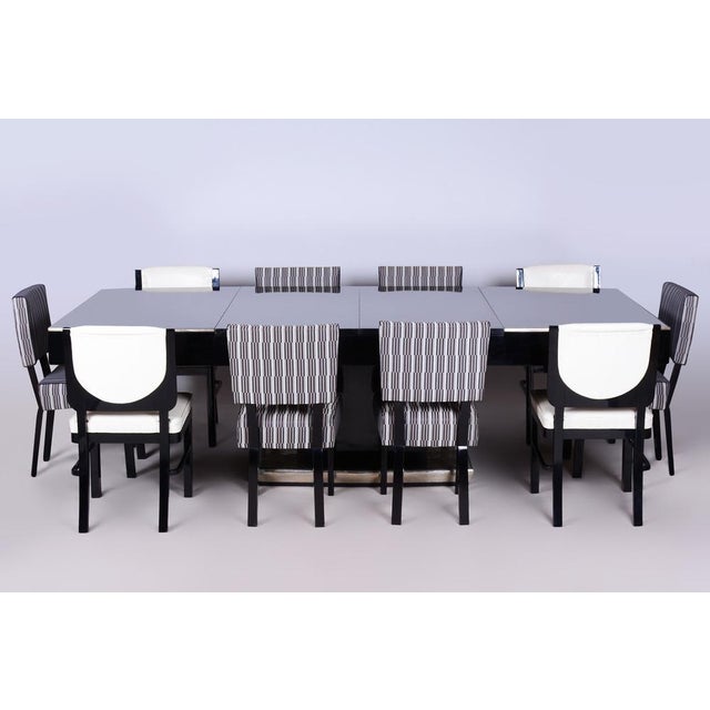 Black Large Art Deco Chrome and Black Glass Extendable Dining Table, 1930s For Sale - Image 8 of 18