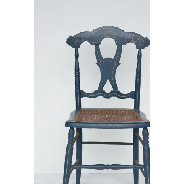 1990s A Pair Vintage Blue Painted Design Side Chair For Sale - Image 5 of 9